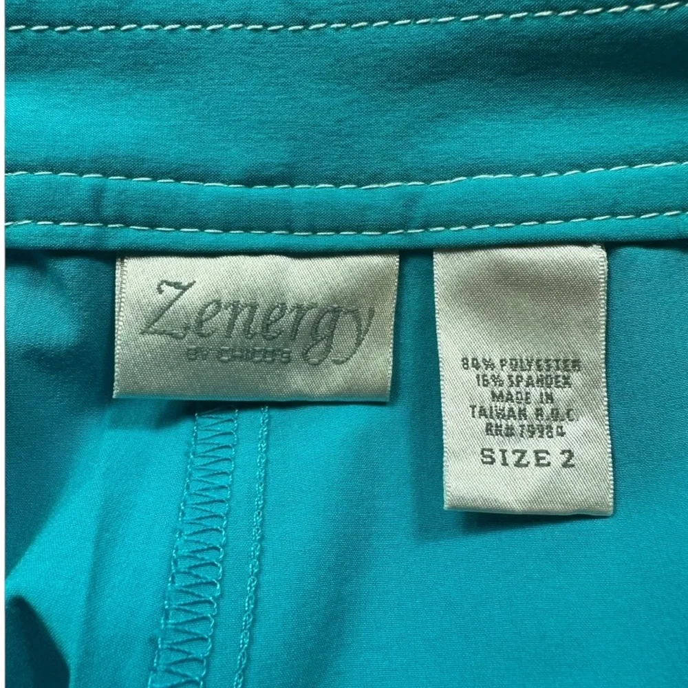CHICOS ZENERGY: Teal Blue Athletic Vest & Capri Pant Set -Size 2/3 Large/XL